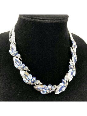 Kohl's Metal Necklace Vintage Style Blue Crystal Silver-Tone
